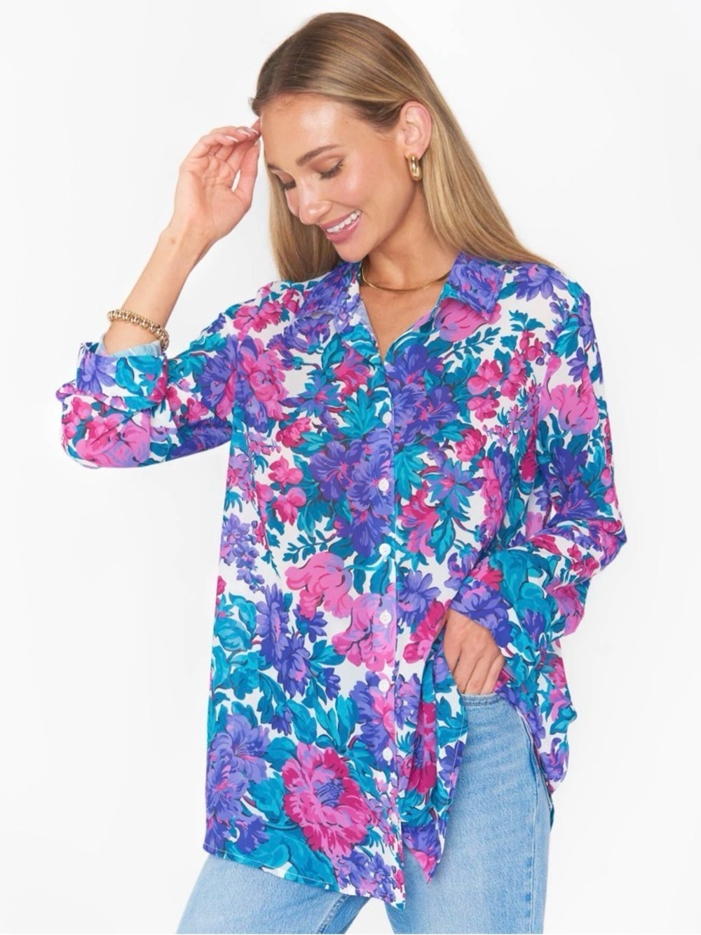 Show Me Your Mumu XS Floral Button Down Blouse Boho Cottagecore Top
